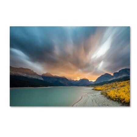 Trademark Fine Art Pierre Leclerc 'Many Glacier Apocalyptic Sunset' Canvas Art, 30x47 PL0329-C3047GG